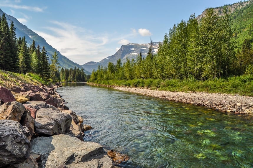 A River Runs Through Glacier National Park in Montana